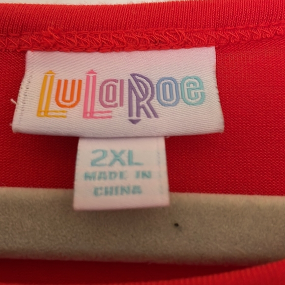 LuLaRoe Red Midi Dress with Lace Sleeves - Picture 5 of 7